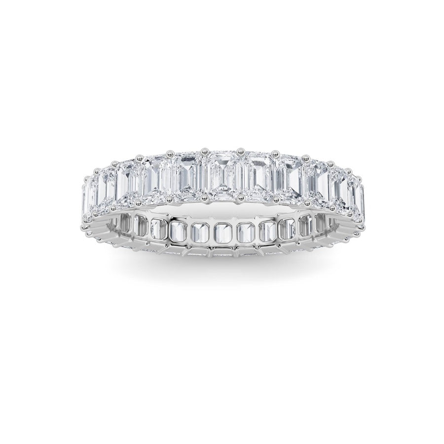 3.35Cttw Emerald Shaped Lab Grown Diamond Split Prong Eternity Ring in 14K Gold (F/VS)