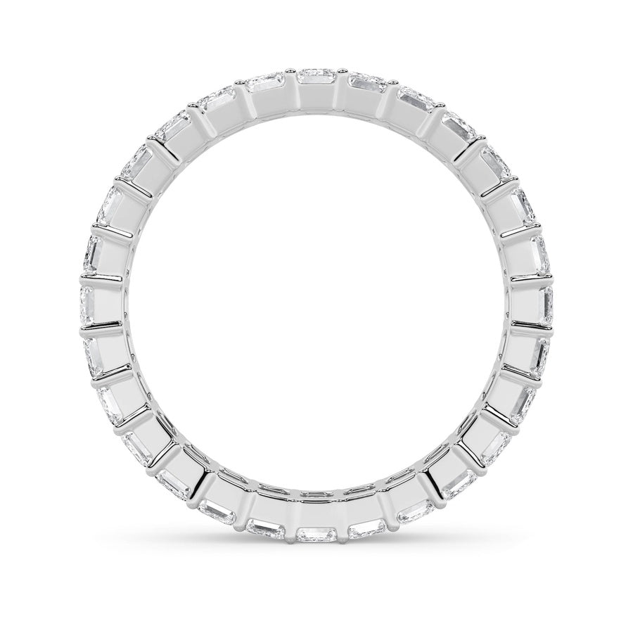 3.35Cttw Emerald Shaped Lab Grown Diamond Split Prong Eternity Ring in 14K Gold (F/VS)