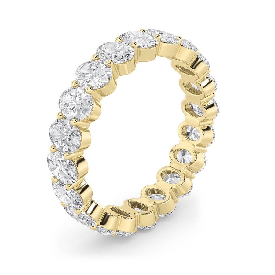4Cttw Oval Shaped Lab Grown Diamond Split Prong Eternity Ring in 14K Gold (F/VS)