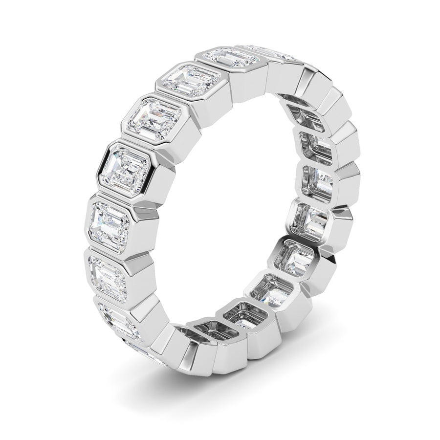 2.2Cttw Emerald Shaped Lab Grown Diamond (F/VS) Eternity Band Ring in 14K Gold
