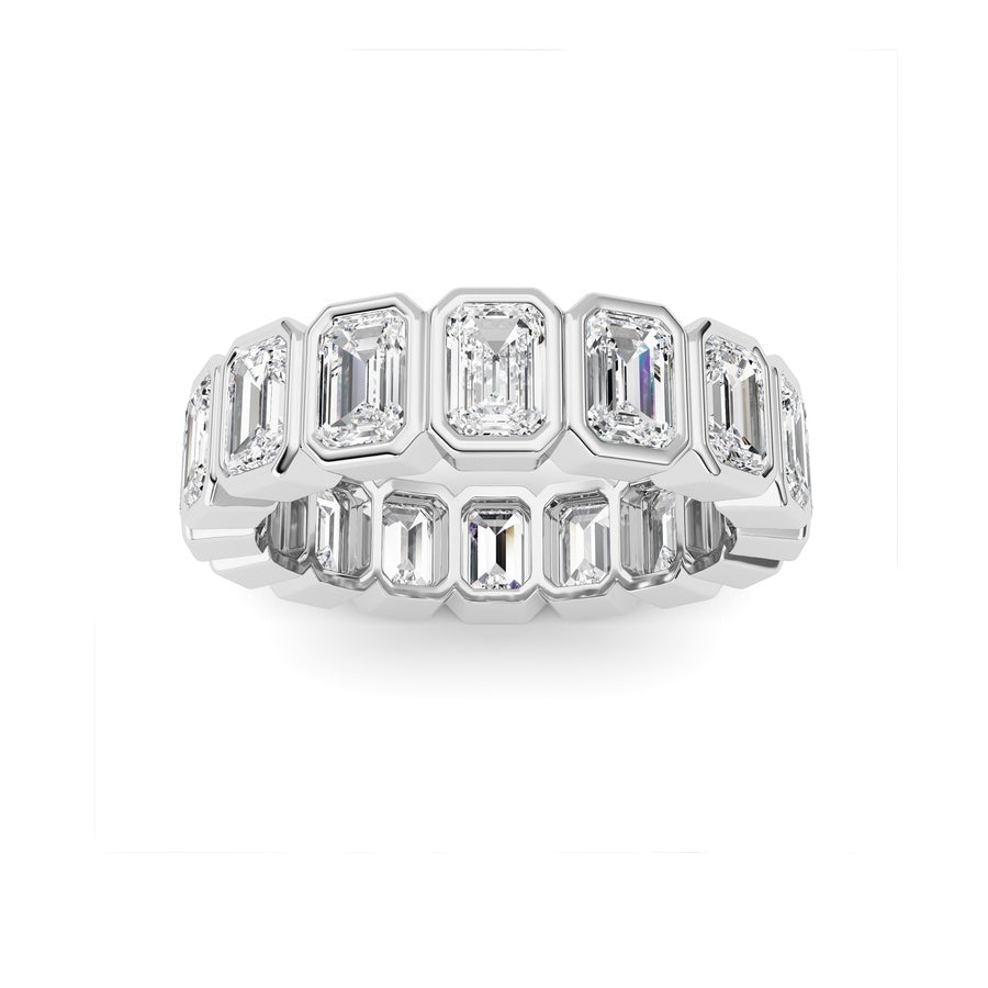 3.2Cttw Emerald Shaped Lab Grown Diamond (F/VS) Eternity Band Ring in 14K Gold