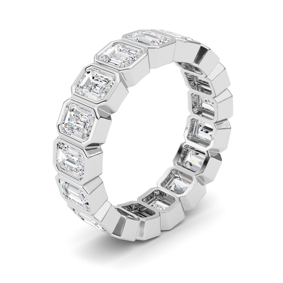 4.25Cttw Emerald Shaped Lab Grown Diamond (F/VS) Eternity Band Ring in 14K Gold
