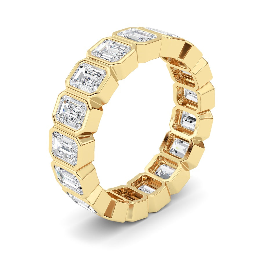 4.25Cttw Emerald Shaped Lab Grown Diamond (F/VS) Eternity Band Ring in 14K Gold