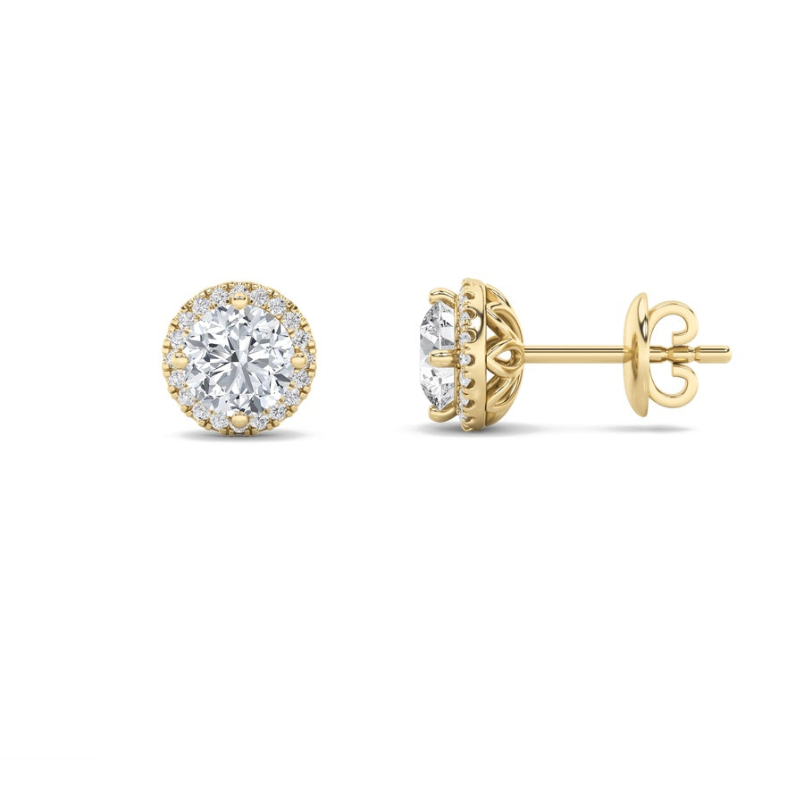 Round Shape Halo Stud Earrings lab grown diamond