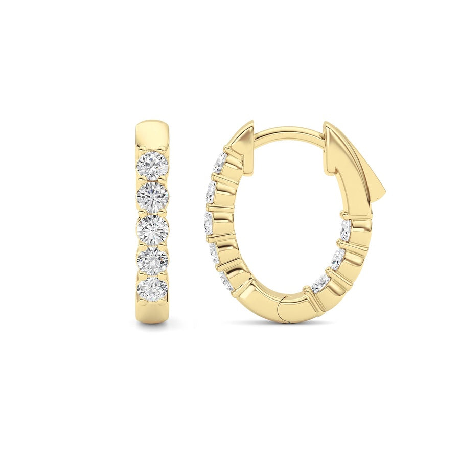 Round Shape Inside Out Hoop Earring lab grown diamond