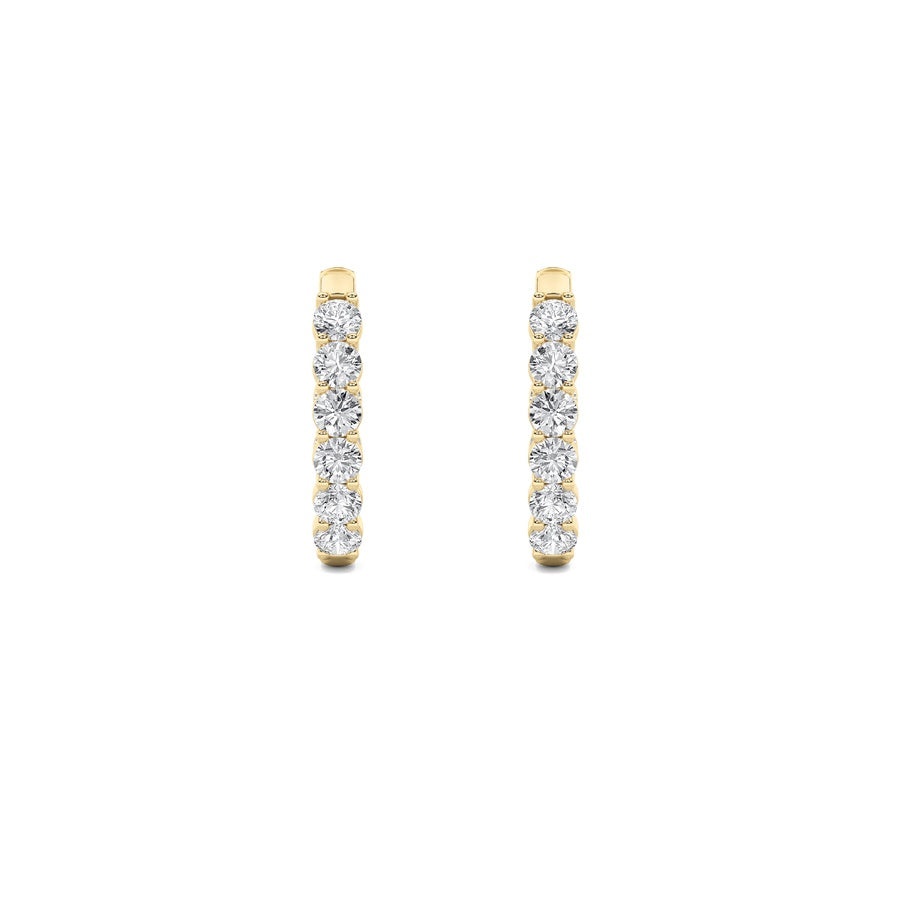 1.5Cttw Round Shaped Lab Grown Diamond (F/VS) Inside Out Hoop Earrings in 14K Gold