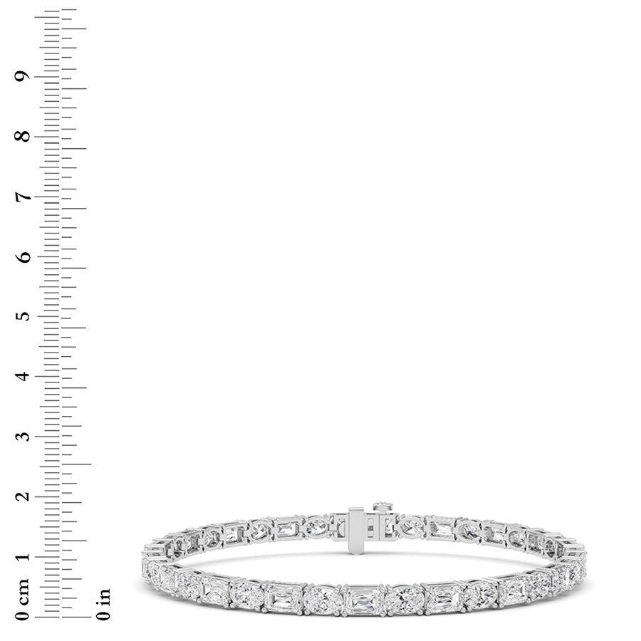 10Cttw Emerald And Round Lab Grown Diamond (F/VS )Bracelet in 14K Gold