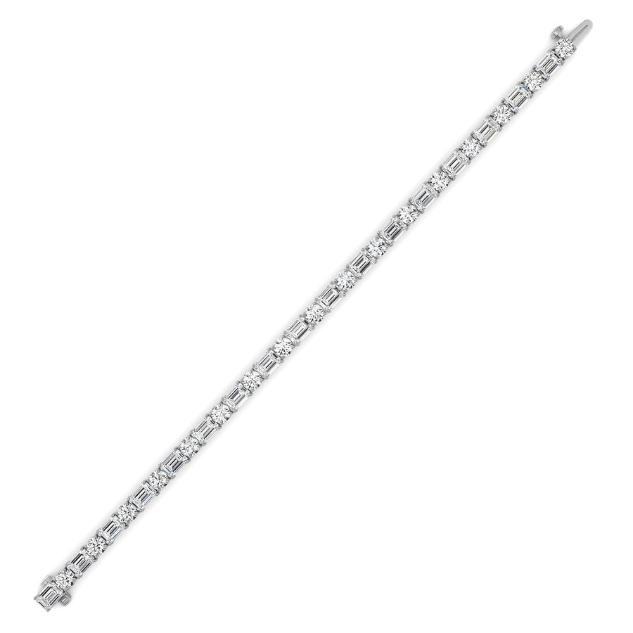 15Cttw Emerald And Round Lab Grown Diamond (F/VS )Bracelet in 14K Gold