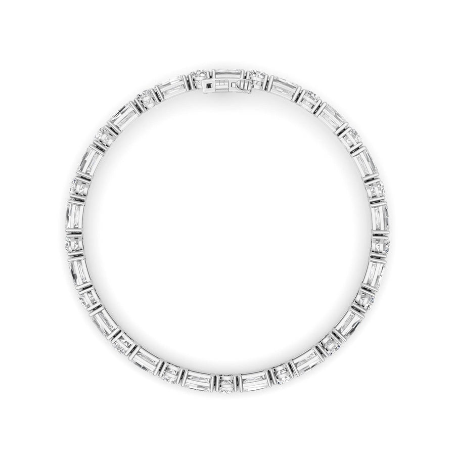 15Cttw Emerald And Round Lab Grown Diamond (F/VS )Bracelet in 14K Gold