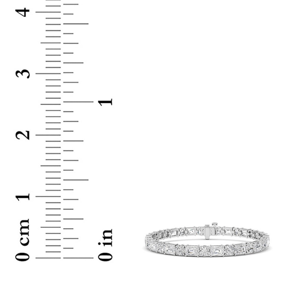 15Cttw Emerald And Round Lab Grown Diamond (F/VS )Bracelet in 14K Gold