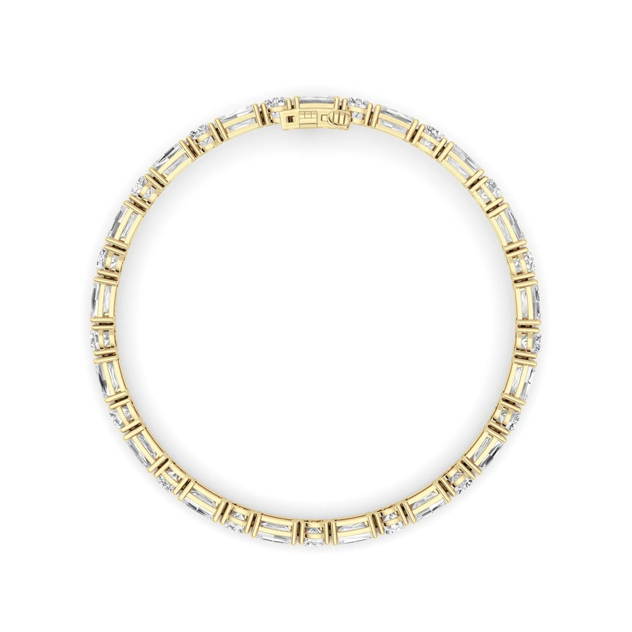 15Cttw Emerald And Round Lab Grown Diamond (F/VS )Bracelet in 14K Gold
