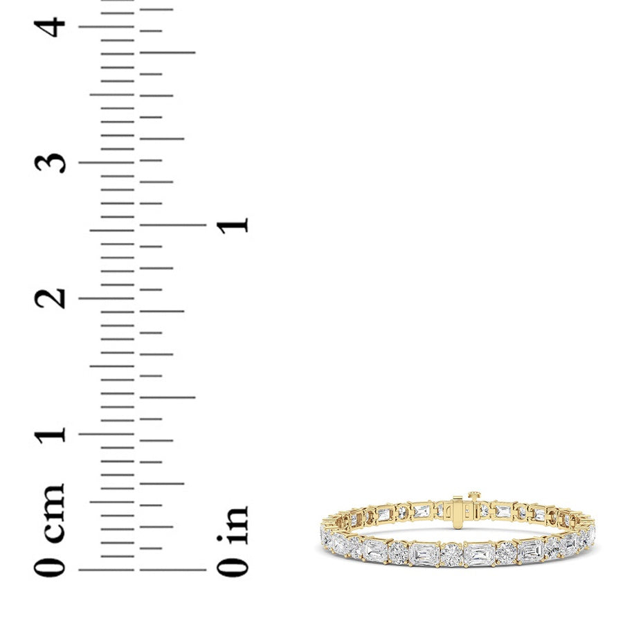 15Cttw Emerald And Round Lab Grown Diamond (F/VS )Bracelet in 14K Gold