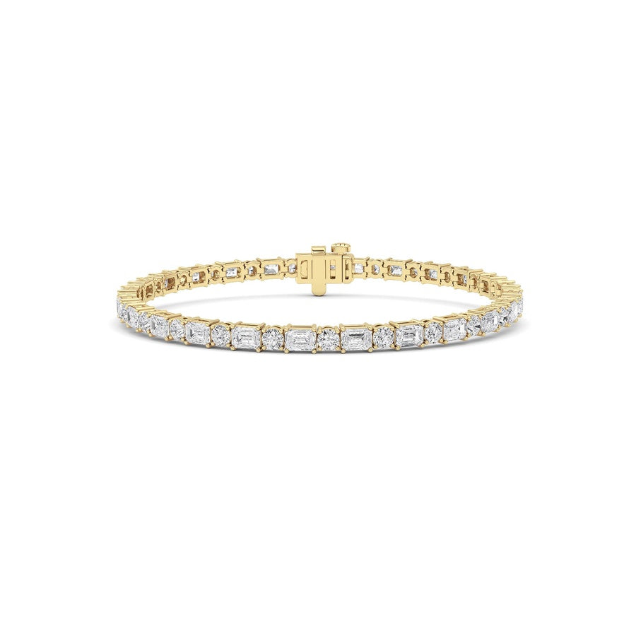 7Cttw Emerald And Round Lab Grown Diamond (F/VS )Bracelet in 14K Gold
