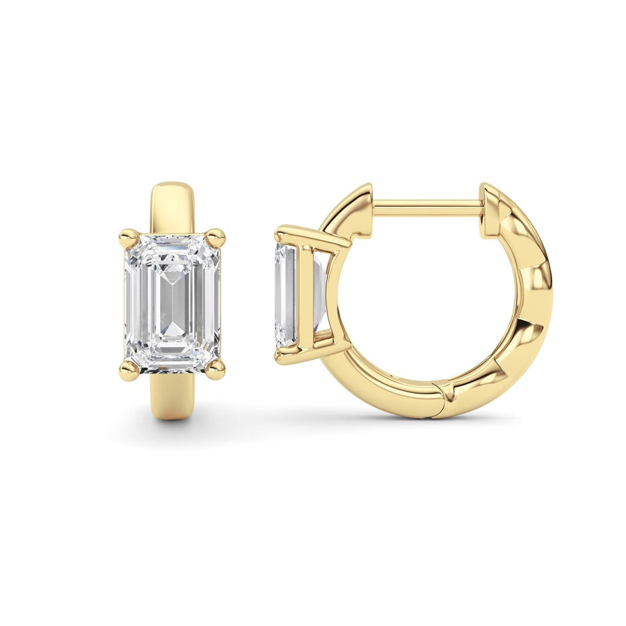 Emerald Shape Huggie Earrings lab grown diamond