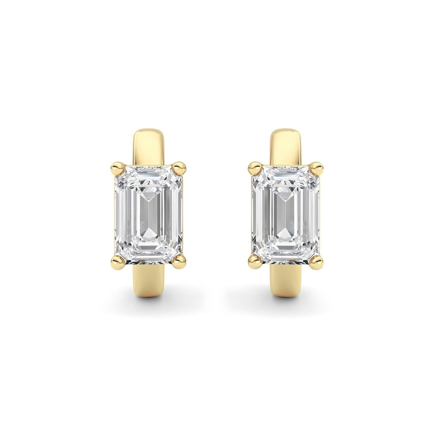 Emerald Shape Huggie Earrings lab grown diamond