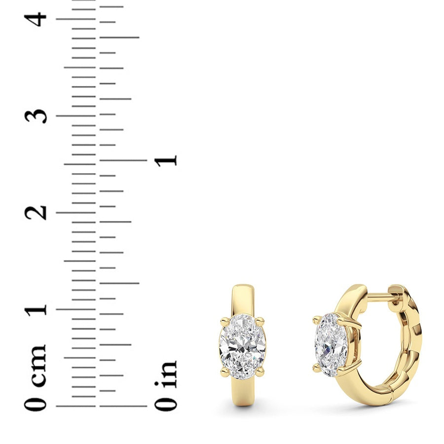 1Cttw Oval Shaped Lab Grown Diamond (F/VS ) HuggieEarrings in 14K Gold