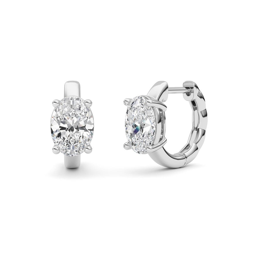 2Cttw Oval Shaped Lab Grown Diamond (F/VS ) HuggieEarrings in 14K Gold