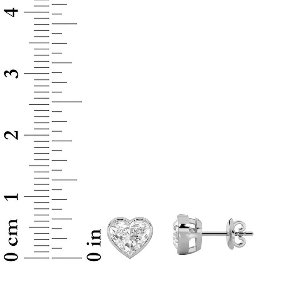 Heart Shape Bezel Set Stud Earrings lab grown diamond