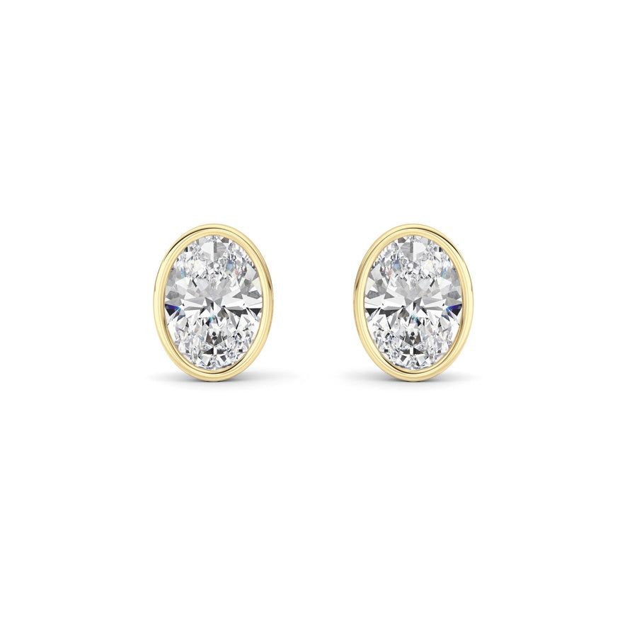 Oval Shape Bezel Set Stud Earrings lab grown diamond