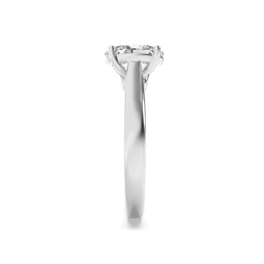 1.33Cttw Oval Shaped Lab Grown Diamond (F/VS) Accented Bridge Shank Engagement Ring in 14K Gold