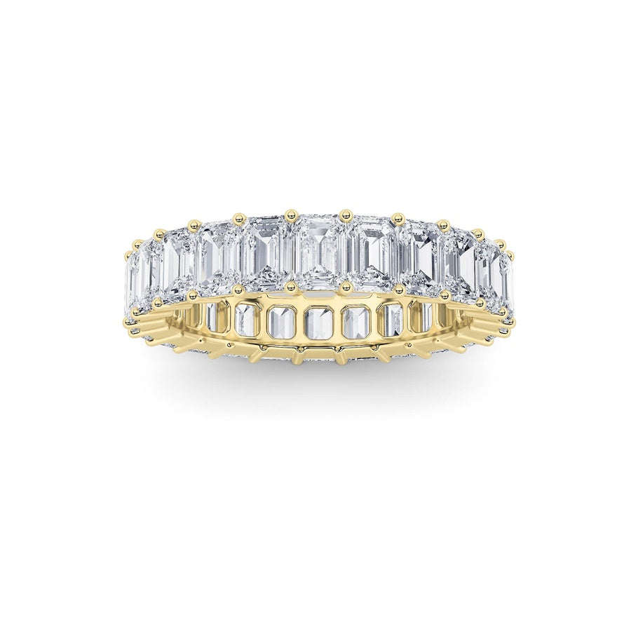 2.9Cttw Emerald Shaped Lab Grown Diamond Split Prong Eternity Ring in 14K Gold (F/VS)