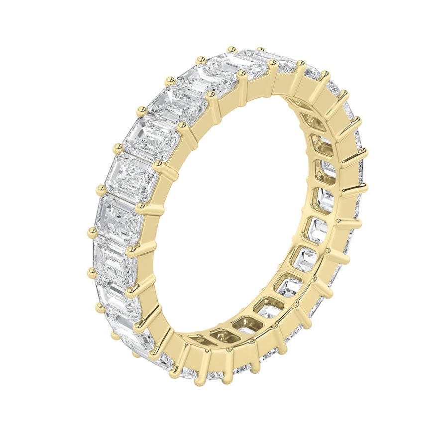 4Cttw Emerald Shaped Lab Grown Diamond Split ProngEternity Ring in 14K Gold (F/VS)