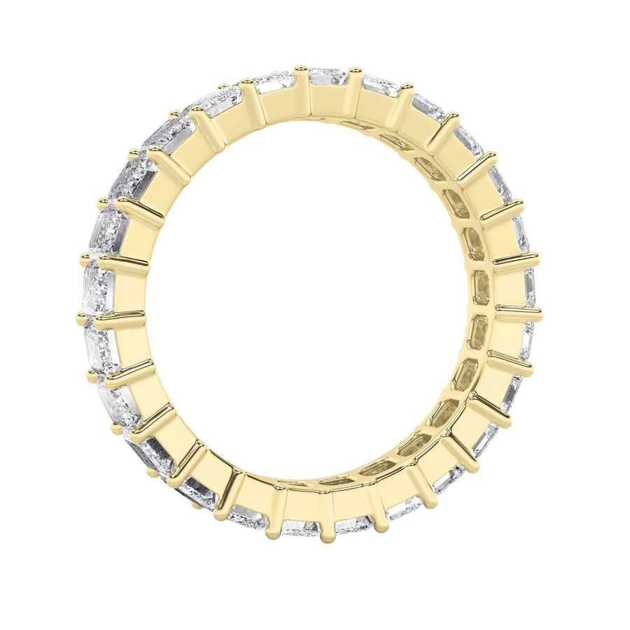 4Cttw Emerald Shaped Lab Grown Diamond Split ProngEternity Ring in 14K Gold (F/VS)
