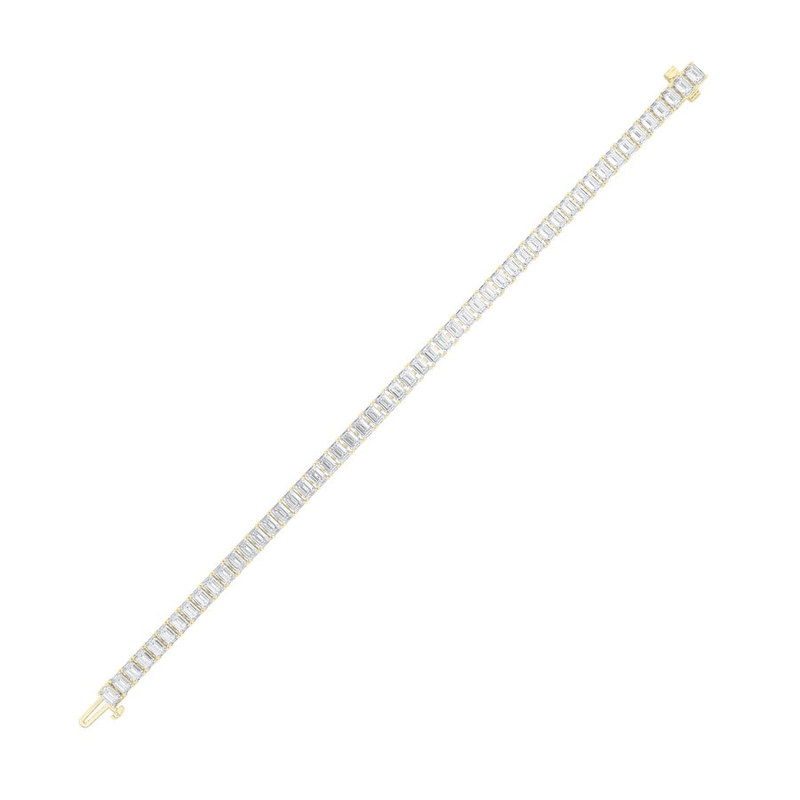 12.5Cttw Emerald Shaped Lab Grown Diamond (F/VS) East West Line Bracelet in 14K Gold