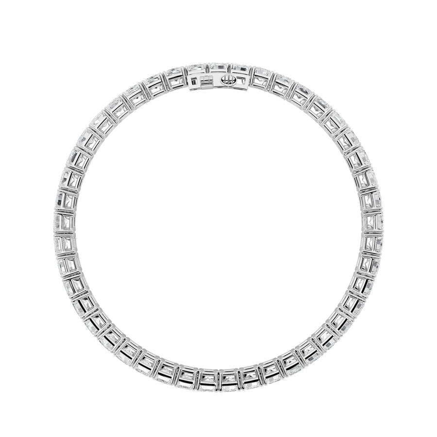 18.5Cttw Emerald Shaped Lab Grown Diamond (F/VS) East West Line Bracelet in 14K Gold
