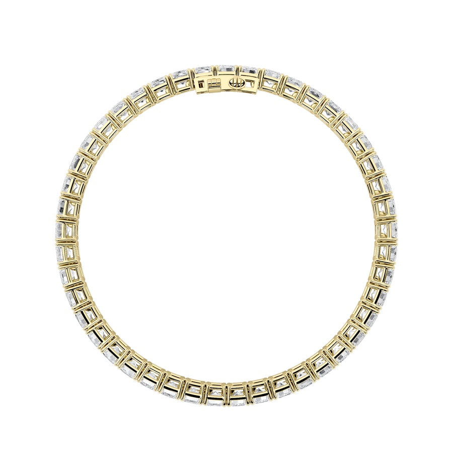18.5Cttw Emerald Shaped Lab Grown Diamond (F/VS) East West Line Bracelet in 14K Gold