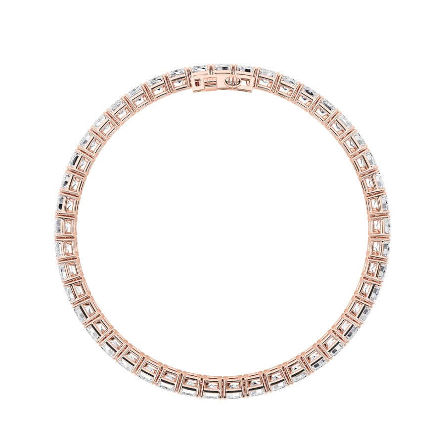 18.5Cttw Emerald Shaped Lab Grown Diamond (F/VS) East West Line Bracelet in 14K Gold