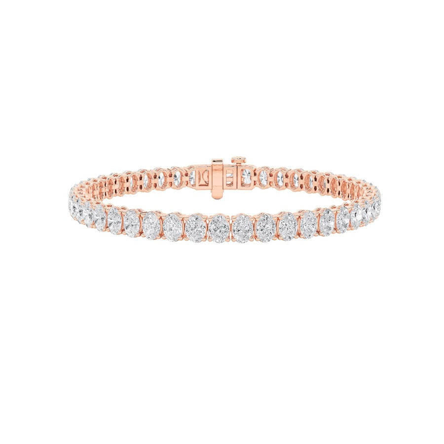 12.5Cttw Oval Shaped Lab Grown Diamond (F/VS) EastWest Line Bracelet in 14K Gold