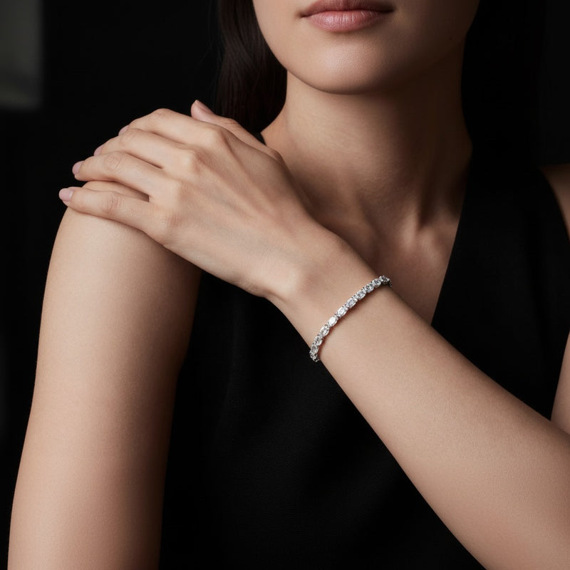 Model wearing oval classic line bracelet