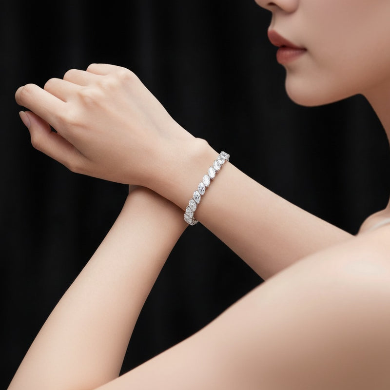 Model wearing marquise fancy bracelet