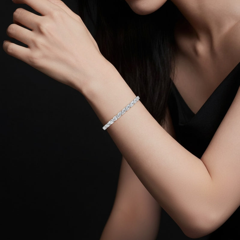 Model wearing marquise bracelet