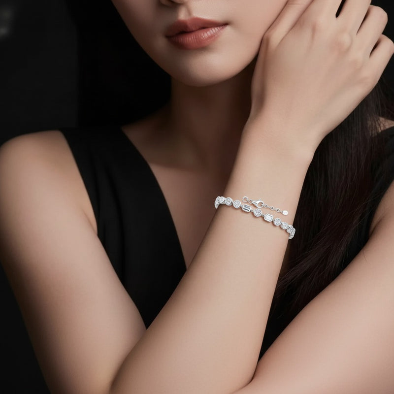 Model wearing mix bracelet