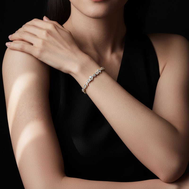 Model wearing mix bracelet
