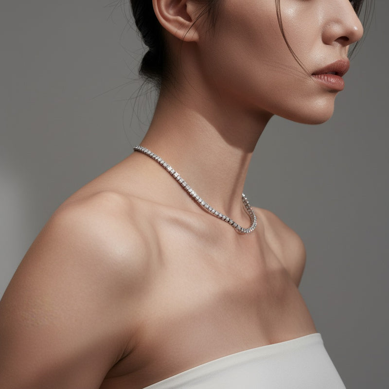 Model wearing necklace