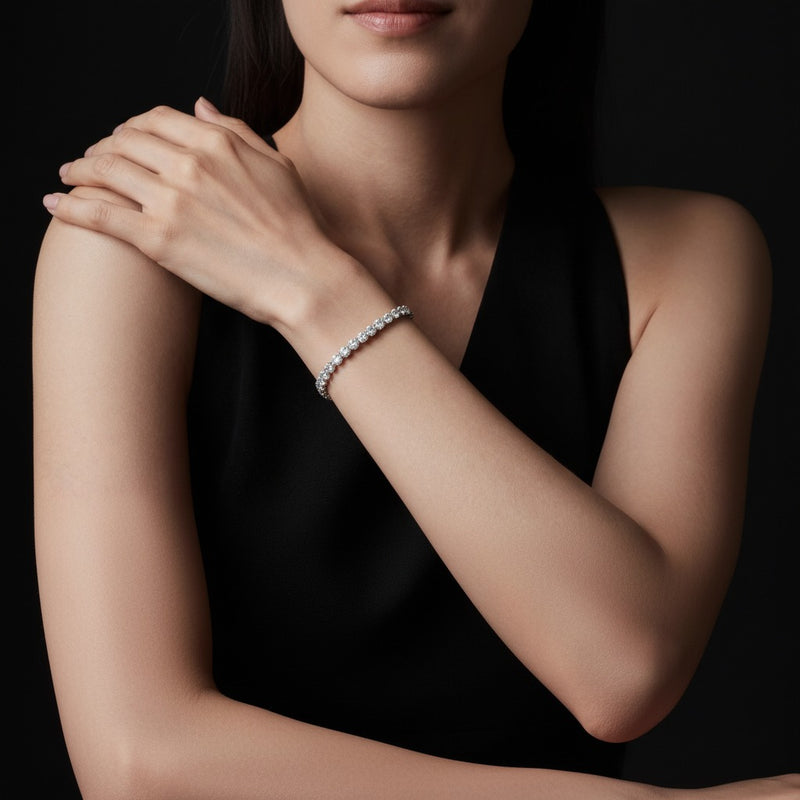Model wearing round bolo bracelet