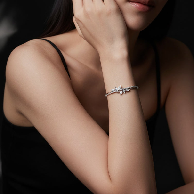 Model wearing marquise bracelet