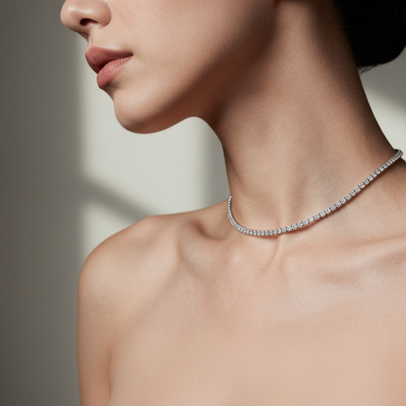 Model wearing necklace