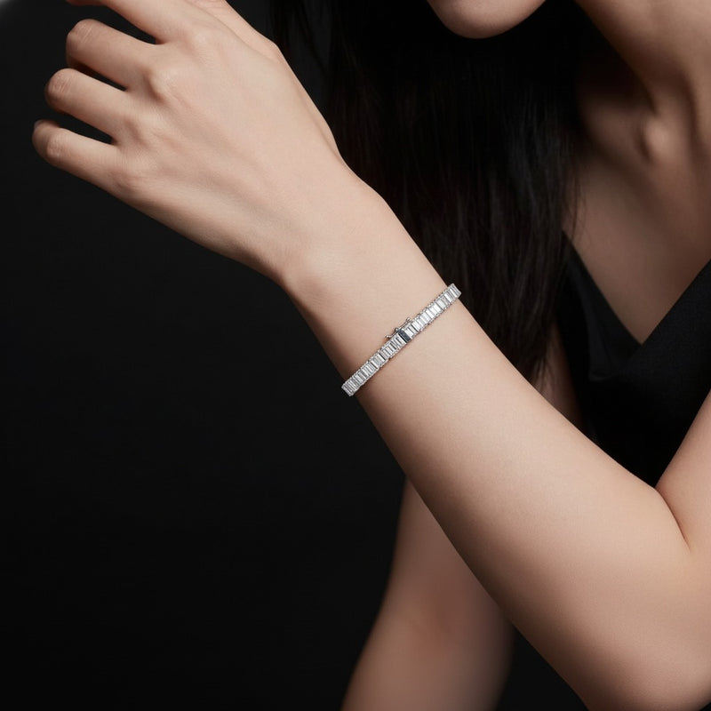 Model wearing radiant east west line bracelet