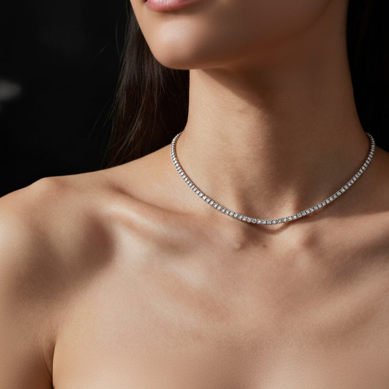 Model wearing necklace