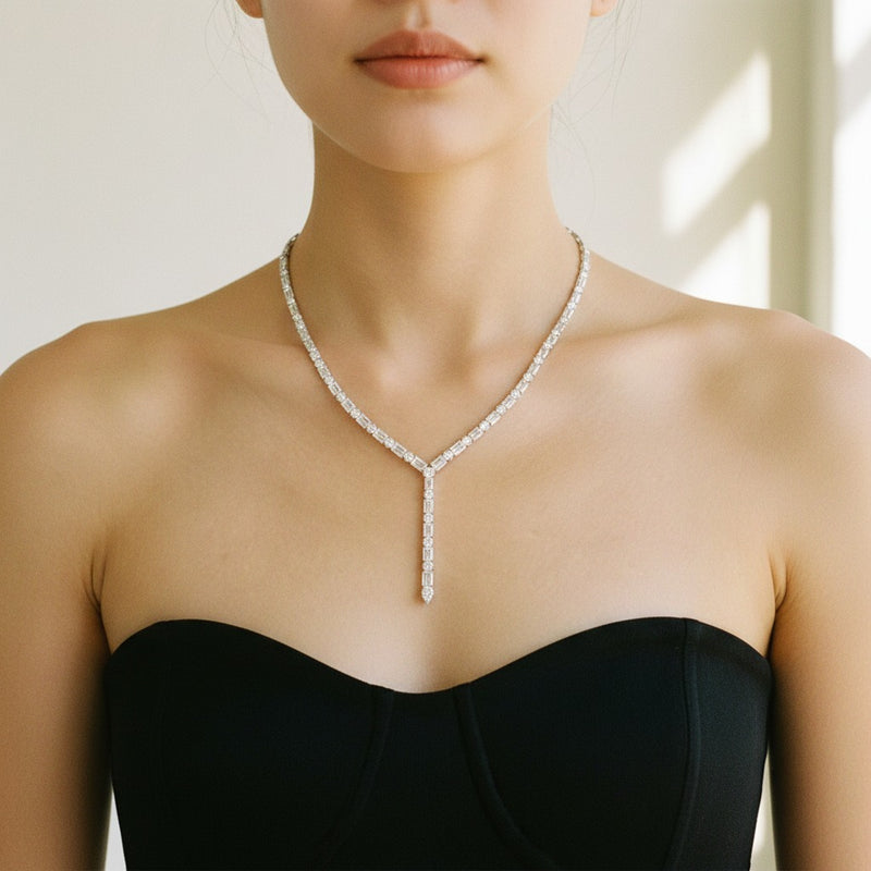 Model wearing necklace