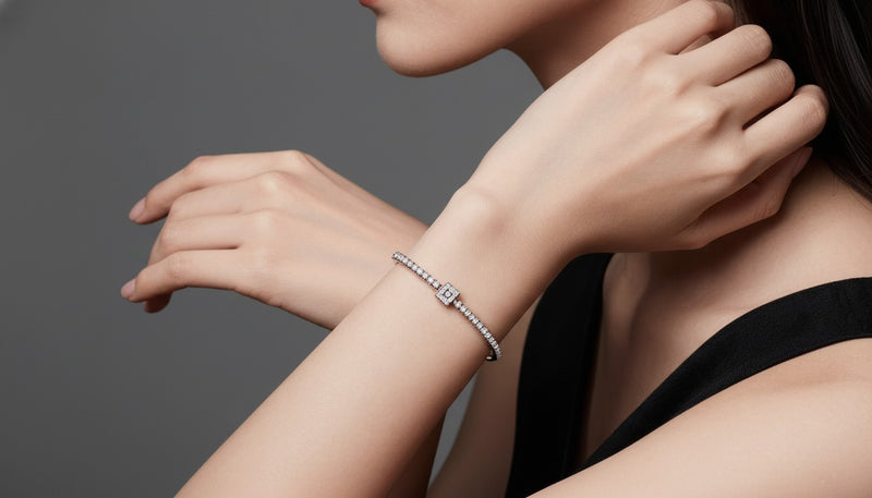 Model wearing mix bracelet
